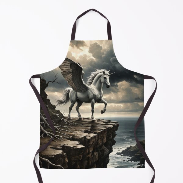 Item preview, Pegasus Over Storm-Washed Cliffs – Gothic Dark Academia Art designed and sold by semenol.