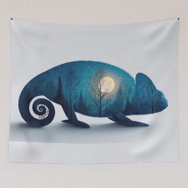 Item preview, Chameleon with a night scene inside designed and sold by anytka.