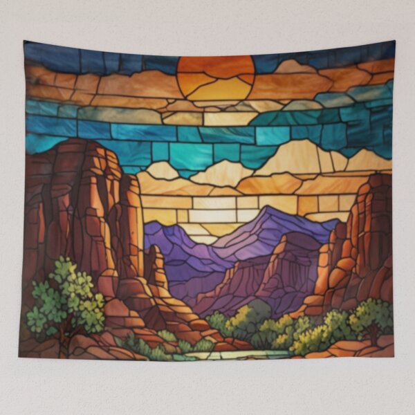 Item preview, Southwestern landscape Sedona stain glass art  designed and sold by hollycooper.