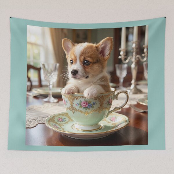 Item preview, Corgi Puppy in a Tea Cup designed and sold by Tridentulus.