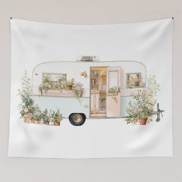 Item preview, Flowered vintage caravan designed and sold by anytka.