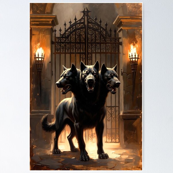 Item preview, Cerberus at the Iron Gates – Gothic Dark Fantasy Art designed and sold by semenol.