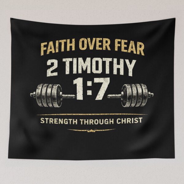 Item preview, Faith Over Fear - Gym Christian Bible Scripture Verse in Timothy designed and sold by Blood Washed Apparel.