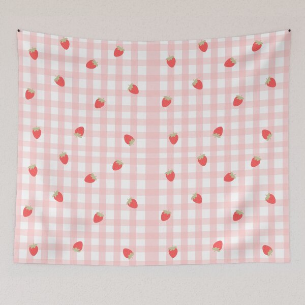 Item preview, Cozy Strawberry Gingham Pattern– Soft Pink Aesthetic Home Decor designed and sold by Homly.