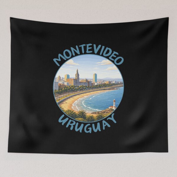 Item preview, Montevideo in Uruguay, Retro Travel Art Circle Emblem designed and sold by MaateoDesign.