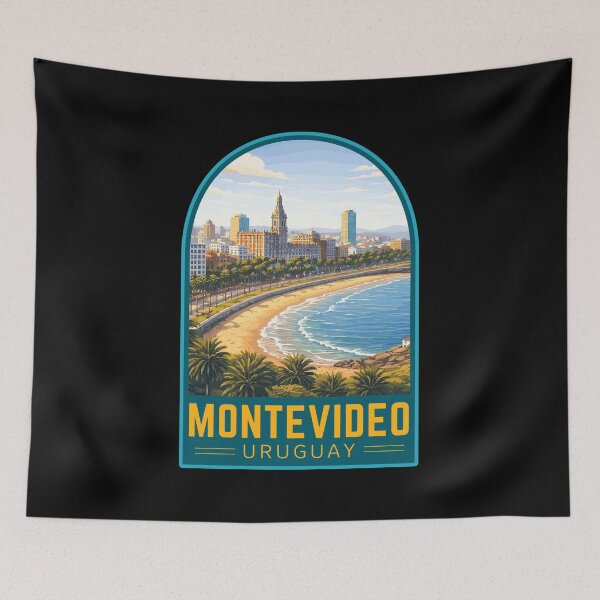 Item preview, Montevideo in Uruguay, Vintage Travel Art Emblem designed and sold by MaateoDesign.