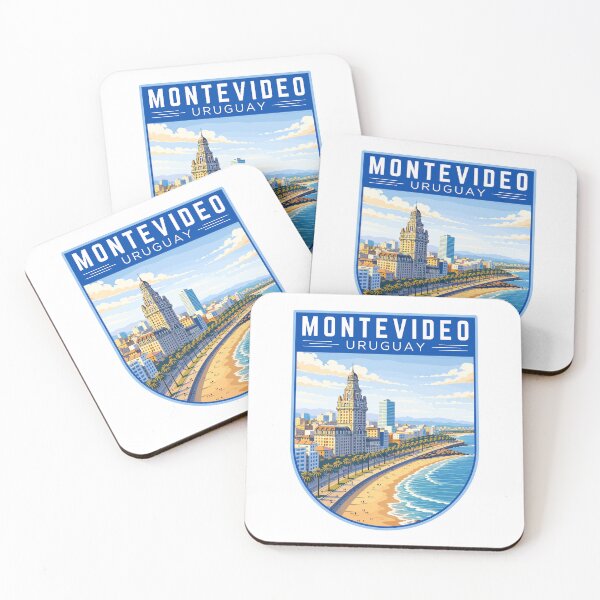 Item preview, Montevideo in Uruguay, Retro Travel Art Badge designed and sold by MaateoDesign.