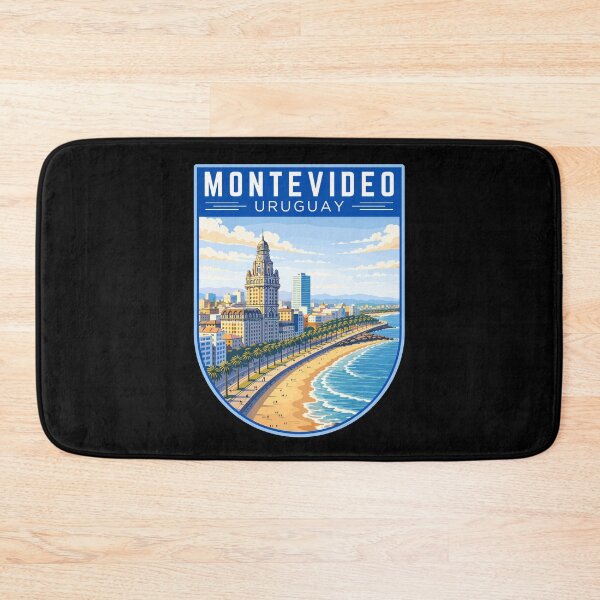 Item preview, Montevideo in Uruguay, Retro Travel Art Badge designed and sold by MaateoDesign.