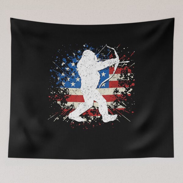Item preview, Bigfoot Bow Hunting Archery American Flag Sasquatch Hunter designed and sold by Boutkimaewab.