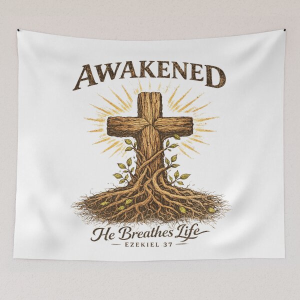 Item preview, Awakened in Ezekiel 37 - Christian Cross of Roots Scripture designed and sold by Blood Washed Apparel.