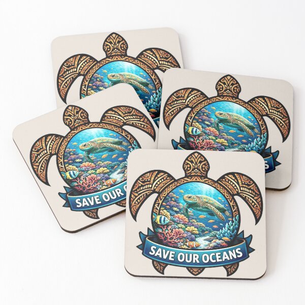 Item preview, Save Our Oceans - Polynesian Sea Turtle, Coral Reef designed and sold by Myra365Art.