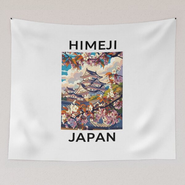 Item preview, Himeji Japan Tourism Vector Style Illustration Poster designed and sold by Stripe Wall Studio.
