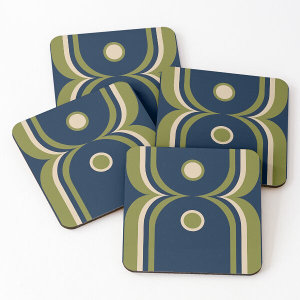 Item preview, Mod Curves Retro Abstract in Navy Blue and Olive Green designed and sold by kierkegaard.