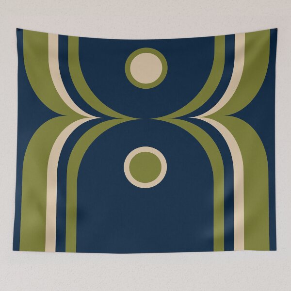 Item preview, Mod Curves Retro Abstract in Navy Blue and Olive Green designed and sold by kierkegaard.