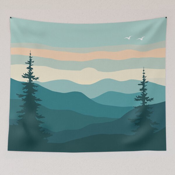 Item preview, Minimalist Misty Mountain Forest at Sunset designed and sold by Vision Crafted.
