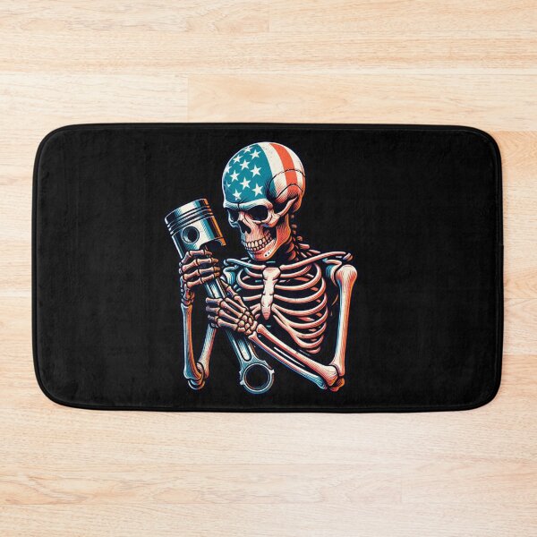 Item preview, Patriotic Skeleton Mechanic Piston American Flag Funny Gearhead USA Racing designed and sold by CarantinedChaos.