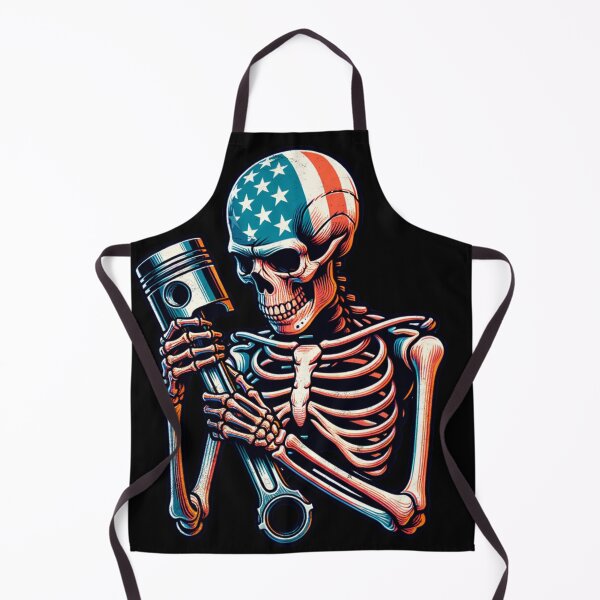 Item preview, Patriotic Skeleton Mechanic Piston American Flag Funny Gearhead USA Racing designed and sold by CarantinedChaos.