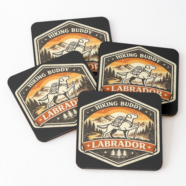 Item preview, Labrador Outline Hiking – Retro Adventure Badge | Dog Dad Gift designed and sold by PawPrintCustom.