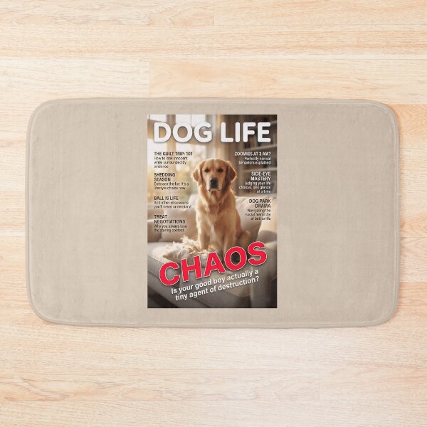 Item preview, Golden Retriever Guilt Trip: Funny Dog Life Magazine Cover Art designed and sold by FrancophileFun.