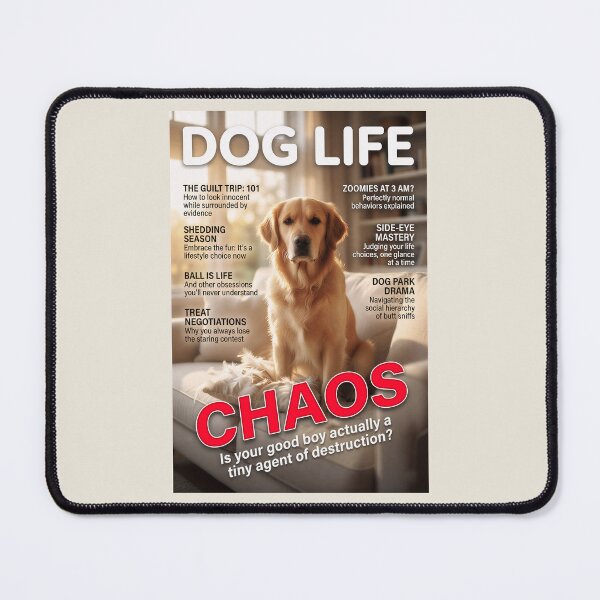 Item preview, Golden Retriever Guilt Trip: Funny Dog Life Magazine Cover Art designed and sold by FrancophileFun.