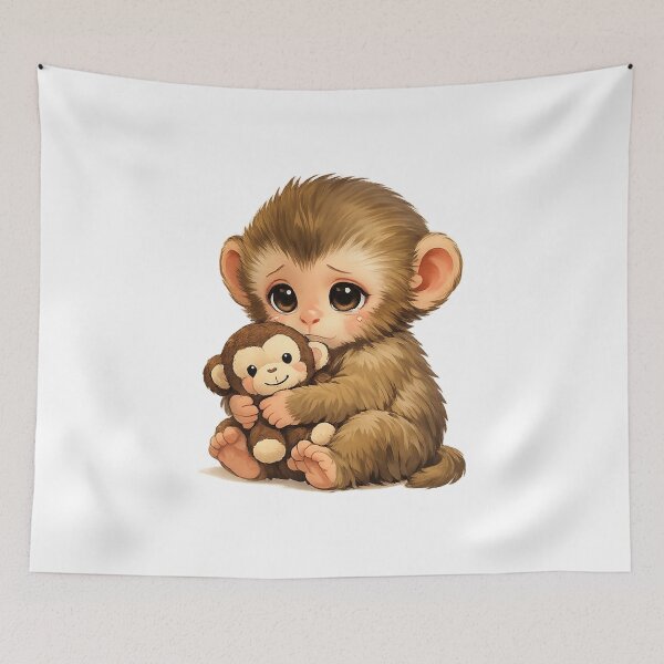 Item preview, Soft Heart Baby Monkey Hugging Plush – Cute Emotional Comfort Aesthetic designed and sold by inaveed.