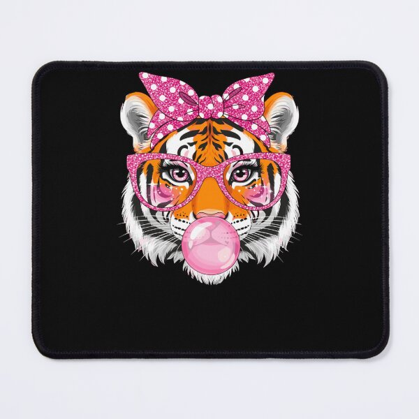 Item preview, Tiger With Glasses Bubblegum And Pink Bow designed and sold by krystalRomanart.
