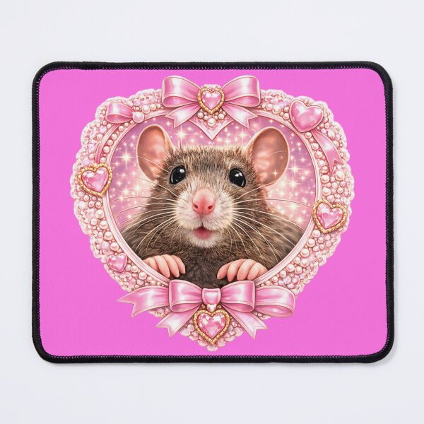 Item preview, Coquette Kawaii Pink Rat Heart Frame Luxury Sticker designed and sold by ArcanePrintsxo.