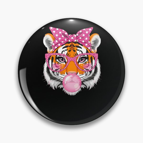 Item preview, Tiger With Glasses Bubblegum And Pink Bow designed and sold by krystalRomanart.