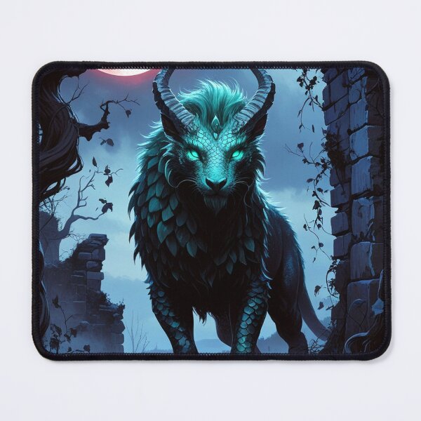Item preview, Chimera Beneath the Crimson Moon – Gothic Dark Academia Art designed and sold by semenol.