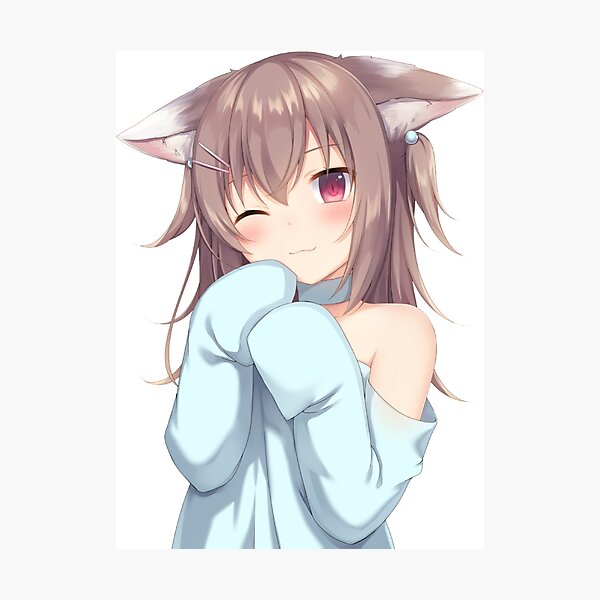 Cute anime girl in the form of a cat Royalty Free Vector