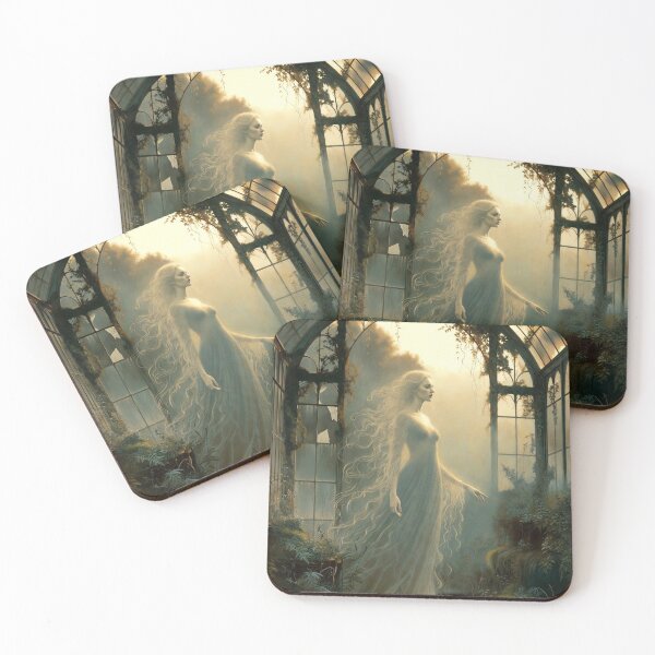 Item preview, Fae in the Abandoned Greenhouse – Gothic Dark Academia Art designed and sold by semenol.
