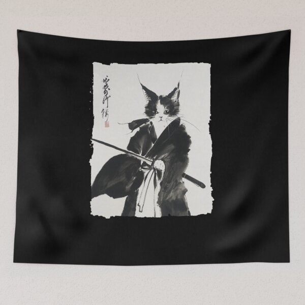 Item preview, Samurai Cat Warrior Ink designed and sold by krystalRomanart.