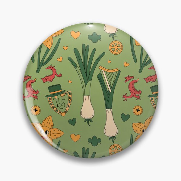 Item preview, Cute Welsh St David's Day Pattern | Leeks, Daffodils & Dragons designed and sold by Midnight Veil Designs.