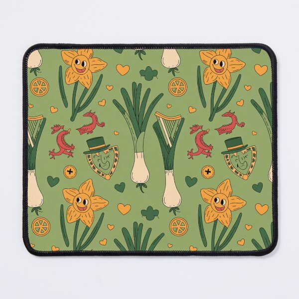 Item preview, Cute Welsh St David's Day Pattern | Leeks, Daffodils & Dragons designed and sold by Midnight Veil Designs.