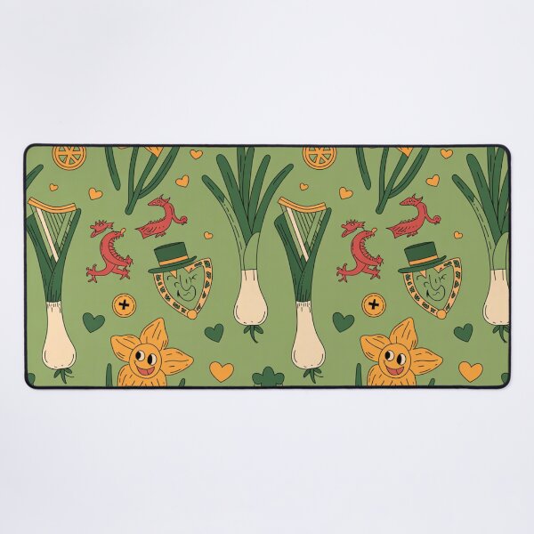 Item preview, Cute Welsh St David's Day Pattern | Leeks, Daffodils & Dragons designed and sold by Midnight Veil Designs.