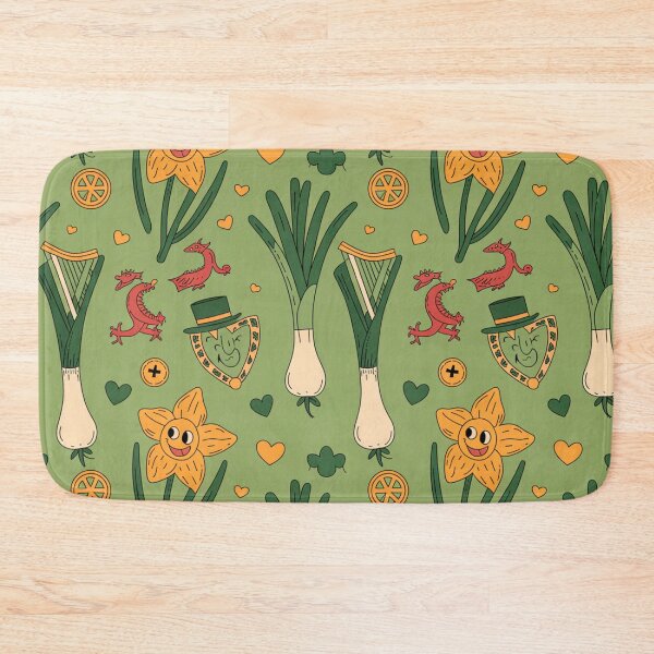 Item preview, Cute Welsh St David's Day Pattern | Leeks, Daffodils & Dragons designed and sold by Midnight Veil Designs.
