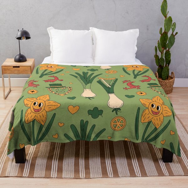 Item preview, Cute Welsh St David's Day Pattern | Leeks, Daffodils & Dragons designed and sold by Midnight Veil Designs.