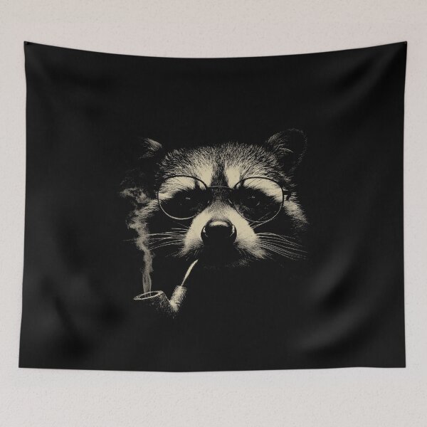 Item preview, Sophisticated Raccoon Pipe Smoker Wearing Glasses designed and sold by k3rstman1.