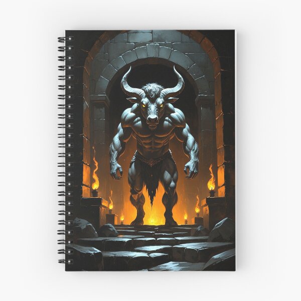 Item preview, Minotaur in the Torchlit Labyrinth – Gothic Dark Academia Print designed and sold by semenol.