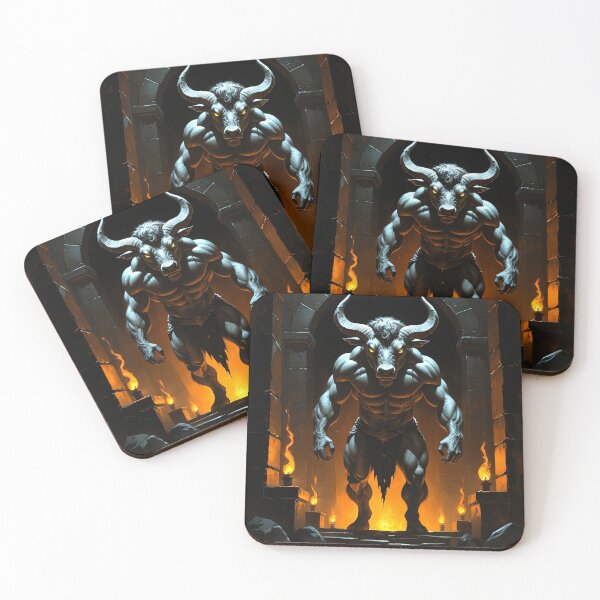 Item preview, Minotaur in the Torchlit Labyrinth – Gothic Dark Academia Print designed and sold by semenol.