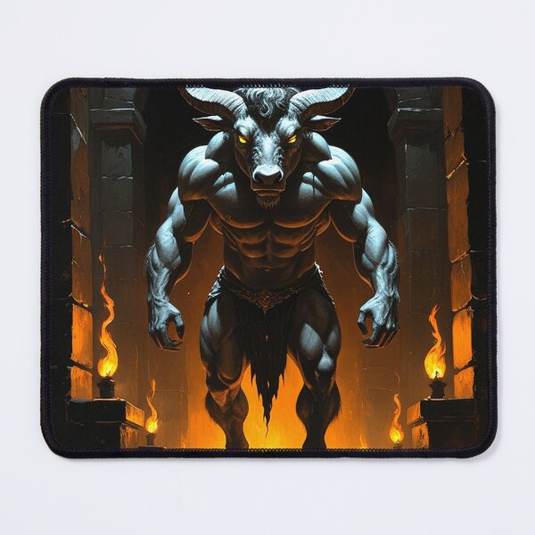 Item preview, Minotaur in the Torchlit Labyrinth – Gothic Dark Academia Print designed and sold by semenol.