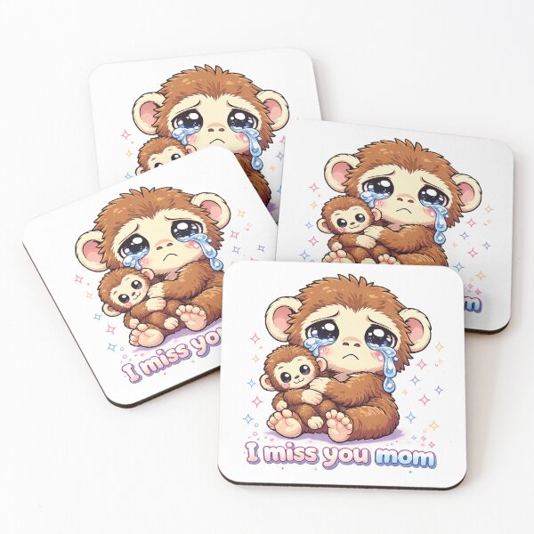 Item preview, Punch Monkey - Kawaii Sad Monkey I Miss You Mom Relatable Motherhood designed and sold by akiotatsuo.