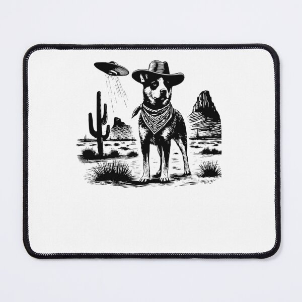 Item preview, Vintage Heeler Ufo Western Cowboy Australian Cattle Dog designed and sold by krystalRomanart.