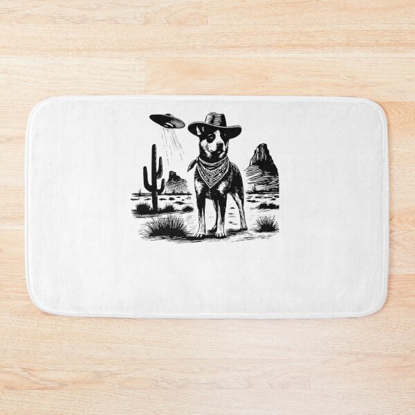 Item preview, Vintage Heeler Ufo Western Cowboy Australian Cattle Dog designed and sold by krystalRomanart.