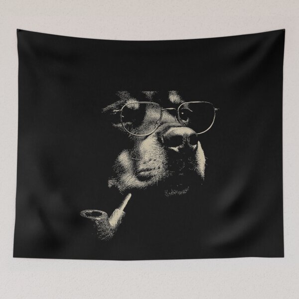 Item preview, Sophisticated Rottweiler Dog with Pipe and Glasses designed and sold by k3rstman1.