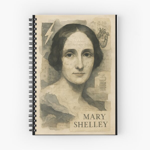Item preview, Mary Shelley Abstract Collage – Gothic Literary Portrait with Lightning, Vellum & Copper designed and sold by Cosmopolis.