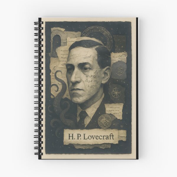 Item preview, H.P. Lovecraft Abstract Collage Portrait – Eldritch Sigils, Necronomicon Scraps, Tentacles, Dark Academia designed and sold by Cosmopolis.