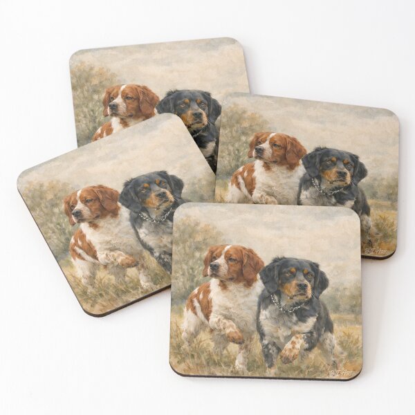 Item preview, Brittany Spaniels in the Field – Watercolor Hunting Dogs Art designed and sold by TammyHunterArt.