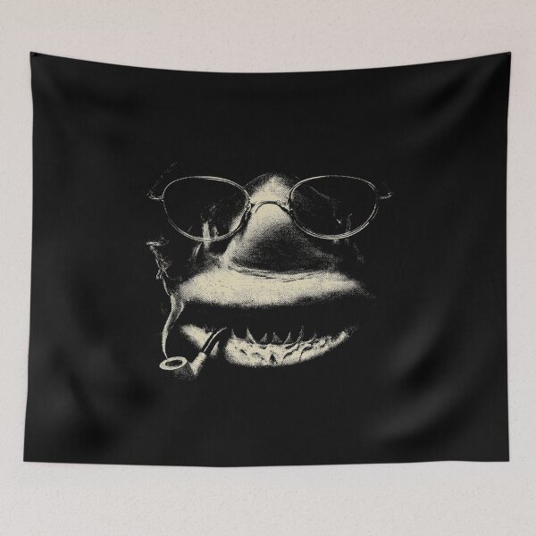 Item preview, Sophisticated Shark Eyeglasses Pipe Monochrome Art designed and sold by k3rstman1.
