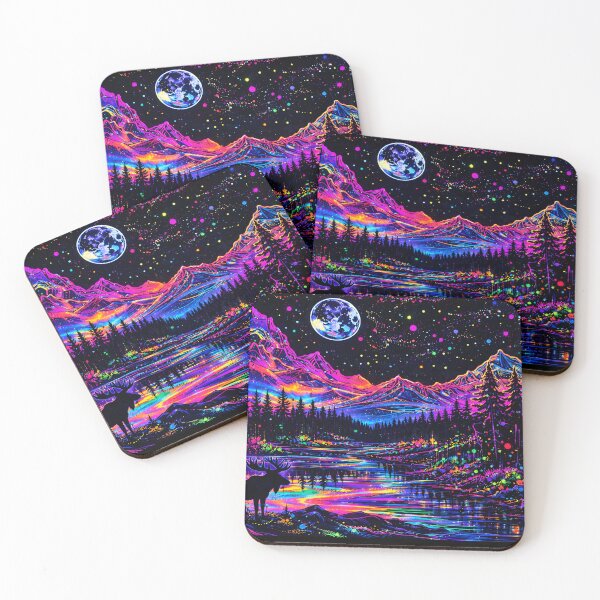 Item preview, Blacklight style Moose with Mountains and Lake designed and sold by Matt's Artificial Nature.